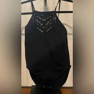 Free People intimately snap on black m/l bodysuit
